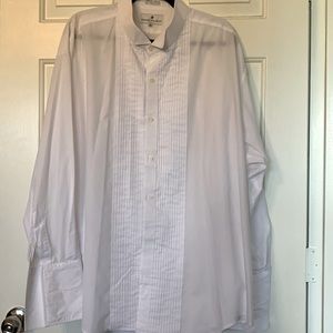 BALMAIN Vintage Paris Finest Poplin Pleated Tuxedo Shirt